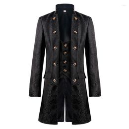 Men's Jackets Jacquard Long Jacket Medieval Victorian Buttons Trench Coat Gothic Steampunk Vintage Overcoat Halloween Party Uniform