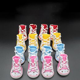 Dog Apparel 4cs set Pet Anti-slip Shoes Sneakers Breathable Booties Puppy Winter Cat Boot For Small Dogs Chihuahua Teddy2633