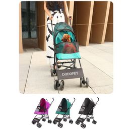 DODOPET Pet Stroller Foldable Pet Dog Cat Outdoor Carrier Cart Oxford Cloth 4-wheels Strolling Cart For Travelling202W