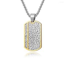 Pendant Necklaces Costume Jewelry Stainless Steel Two Color Irregular Surface Square Tag Men Necklace Wholesale