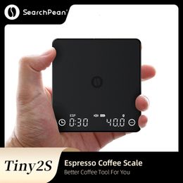 Household Scales SearchPean Tiny2S Espresso Coffee Kitchen Scale Mini Smart Timer USB 2kg 0 1g g oz ml Send Pad Man Woman Gift 230721