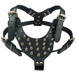 Large Dog Rivets Spiked Studded PU Leather Dog Harness for Pitbull Large Breed Dogs Pet Products259Z