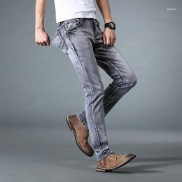Men's Jeans Cowboy Men Trousers Stretch Male Casual Regular Fit Straight Retro Denim Pant 2023 Classic Fashion Clothes Grey Blue