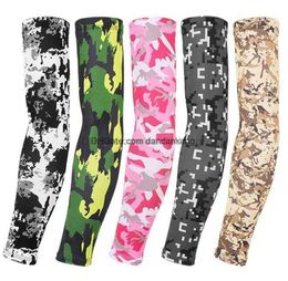 Outdoor camo Arm Sleeve Sun Protection Anti UV Protector Summer Sports Cycling Arm Sleeve Arm Warmers Ice silk tactical arms cover 20 colors