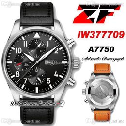 ZF V2 Chronograph Edition A7750 Automatic Mens Watch 377709 THE LITTLE PRINCE Steel Case Black Dial Number Markers Lea289y