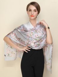 Scarves Pure Silk Hijab Scarf Women Long Bandana Foulard Femme Autumn Designer Wraps Florals Print And Shawls