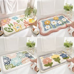 Carpet Modern Soft Microfiber Bathmat Floor Mat Floral Non Slip Bathroom Washable Rugs for Kitchen Home Doorway 230721