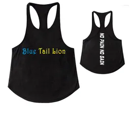 Men's Tank Tops BLUE TAIL LION Clothing Workout Tanktop Cotton Gym Shirts Men Running Vest Bodybuilding Undershirt Fitness Sleeveless