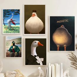 Canvas Painting Duck Funny Poster Pathetic Humour Duck Judgmental Duck Wall Art Picture Print Living Room Home Decoration Gift Cuadros For Friend w06
