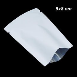 5x8 cm 500 Pcs Lot Matte White Open Top Aluminium Foil Heat Seal Vacuum Pouches Mylar Foil Food Bags for Coffee Tea Powder Vacuum S2889