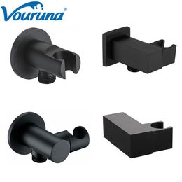 VOURUNA Adjustable Shower Head Wall Holder Bracket Elbow Connector Matte Black233f