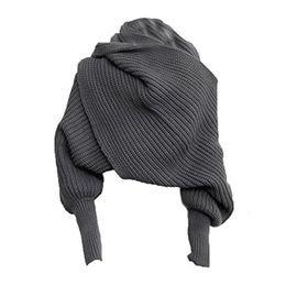 Designer Fashion knitted scarf women's warm autumn and winter wool shawl monochrome236B