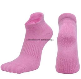 Anti-Slip Breathable Men women Toe-socks Spring Autumn Running Cotton Silicone Dots Socks Adult Cycling Sock Slipper with Grip Home Pilates Floor Stockings Acces