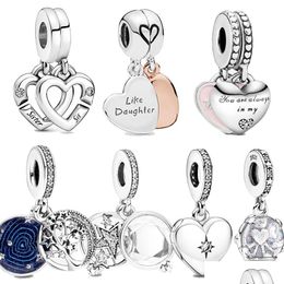 Charms 100 925 Sterling Sier Gorgeous Sisters Heart Split Pendant Charm Fit Pandora Bracelet Diy Jewelry Gift Making Drop Delivery F Dhxem