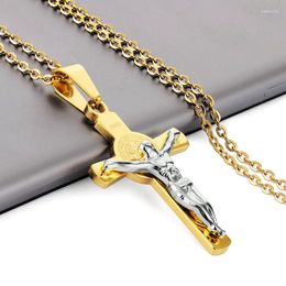 Pendant Necklaces Diyalo Cross Necklace INRI Crucifix Jesus Christ Stainless Steel Link Chain Christian Blessed Jewellery