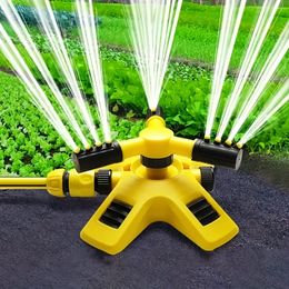 Watering Equipments 1pc 360° Automatic Rotating Trigeminal Sprinkler For Irrigation Tandem Sprayers Gardening 230721