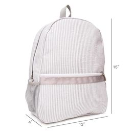 Designer-Gray Seersucker Backpack Whole Blanks Seersucker Cotton Fabric Zipper Closure Kids School Bag Soft Book Backpack DOM02872