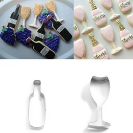 Baking Moulds 1pcs Patisserie Reposteria Cocktail Wine Bottle Glass Fondant Cake Decor Cookie Cutter Biscuit Cupcake Toppers Pastry Shop