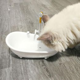 Cat Bowls & Feeders Bathtub Automatic Pet Water Dispenser Drinking Electronic Fountain Drinker Bowl For Kitten Supplies230I