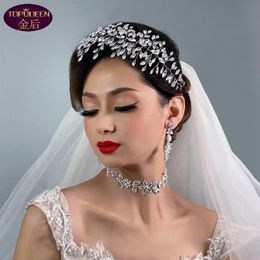 Shiny Diamond Handmade Hoop Wedding Tiara Queen Baroque Crystal Bridal Headwear Crown Rhinestone with Wedding Jewellery Hair Accesso257N