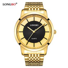 LONGBO Quartz Watch lovers Watches Women Men Couple Analogue Watches Steel Wristwatches Fashion Casual Watches Gold 1 pcs 80281266G