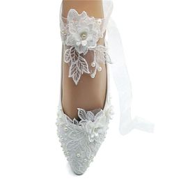 Handcrafted Flat Ribbon Lace Flower Bridal Shoes Pointed Toe Wedding Party Dancing Shoes Beautiful Bridesmaid Shoes Women Flats si277B