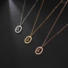 Pendant Necklaces Cazador Zircon Initial Letter Necklace For Women Rhinestone A-Z Alphabet Choker Stainless Steel Jewelry Mother Gift