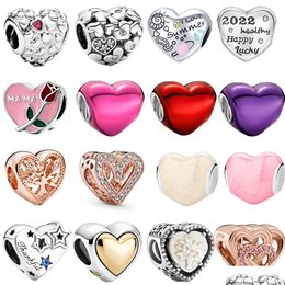 Charm Bracelets The 925 Sterling Sier Enamel Romantic Love Beaded Pendant Is Perfect For Pandora Diy Valentines Day Drop Delivery Jew Dhcvw