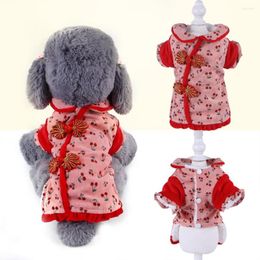 Dog Apparel Pet Tang Suit Autumn And Winter Cotton Wool Warm Padded Coat Teddy Cat Dress Cheongsam Jacket