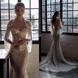 2021 Julie Vino Mermaid Wedding Dresses Bridal Gowns With Wrap Lace Appliqued Crystal Gorgeous Robes De Mariee251k