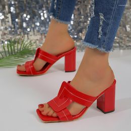 Sandals 2023 Fashion Shoes For Ladies Peep Toe Women's Slippers Square High Heel Pump Heeled Modern Women