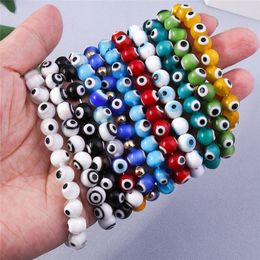 Turkish Lucky Blue Eye Bracelet for Women Men Handmade 8mm Evil Eye Charm Beads Bracelet Bangles Jewelry