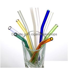 Drinking Straws Sts Aqua Lung Snorkel 18Cm/20Cm/25Cm Reusable Eco Borosilicate Glass Clear Coloured Bent Straight Milk Cocktail St Dr Dhast