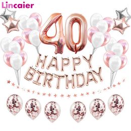 Gravestones 40th Happy Birthday Balloons Number 40 Years Old Birthday Party Decorations Adult Forty Man Woman Anniversary Rose Gold Black