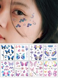 Colorful Face Stickers Sweet Fresh Butterfly Temporary Tattoo Stickers Waterproof Glittering Tattoo Stickers Body Art Decoration