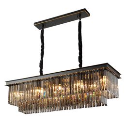 American crystal lamp living room chandelier black new light luxury atmosphere modern household lamps vintage chandelier242t