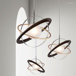 Pendant Lamps Post-Modern Simple Star Rail Planet Chandelier Nordic Living Room Lamp Dining Bedroom Children's Creative