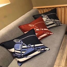 Luxury designer carriage pattern pillows case high-quality cashmere and wool blended material size 50 50cm cushion cover for Sofa 308z