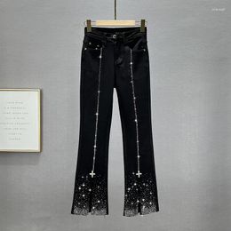 Women's Jeans High Waisted Fall 2023 Super Stretch Heavy Diamond Split Women Black Pants Pantalon Vintage Mujer