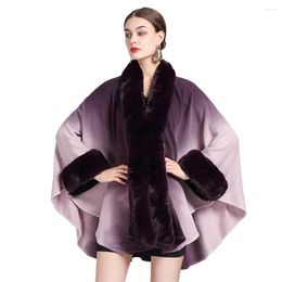Scarves Women Rex Faux Fur Shawl Lady Cashmere Feel Coat Winter Elegant Gradient Ramp Wrap Luxury Warm Overcoat Cloak In Gift