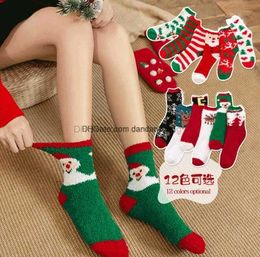 Hot Sale Winter Warm Christmas Socks Women Girl Gift Cartoon Print Cashmere Socks Fashion Thick Warm Snowman Socks fuzzy terry sock
