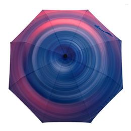 Umbrellas Circle Ripple Gradient Windproof Travel Folding Umbrella For Female Male Eight Bone Automatic Printed Parasol