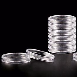 10Pcs Plastic Coin Box Display Cases Home Storage Supplies 40mm Clear Round Boxed Lightweight Coin Holder269c