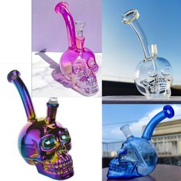 hookahs colorful Skull glass Bongs Dab Rigs Hookahs Downstem Perc 14mm