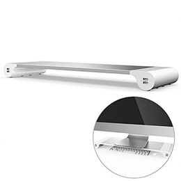 Space Bar for iMac Aluminum Laptop PC Monitor Stand Riser Desk Organizer with 4 USB Ports Keyboard Storage for Computer Noteboo246l