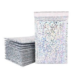 50pcs Bubble Mailers Laser Silver Mailing Envelope Bag Lined Poly Mailer Self Seal Aluminizer Mailers Bubble Envelopes Bag227g