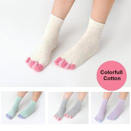 Women Socks 12 Candy Colors Five Finger Casual Cute Individual Breathable Split Toe Sock Soft Colorfull Cotton Soxs Party Gift