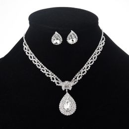 Selling Wedding Accessories Fashion OL Claw Chain Rhinestone Zircon Angel Teardrop Necklace Earrings Bridal Jewelry222I