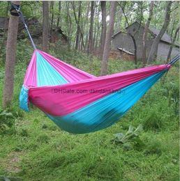 Double person hammock Portable Lightweight 2 Person Parachute Hammock With Nylon Rope Hammocks For Hiking Travel Backpack