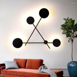 Wall Lamp Modern LED For Living Bedroom Background Decor Indoor Lighting Fixtures Sconces Rotate Head Black Round